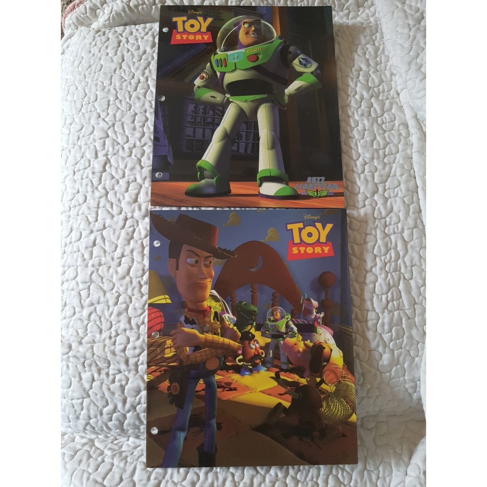 Vintage Toy Story 12x9" 2 Pocket Binder Folders Buzz Lightyear & Woody Impact